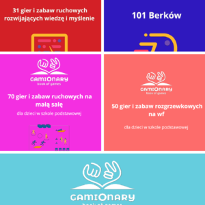Pełny zestaw Nauczyciel WF: 31 gier i zabaw ruchowy rozwijających wiedzę + 101 berków + 40 dużych gier na wf + 50 gier i zabaw rozgrzewkowych + 70 gier i zabaw na małą salę